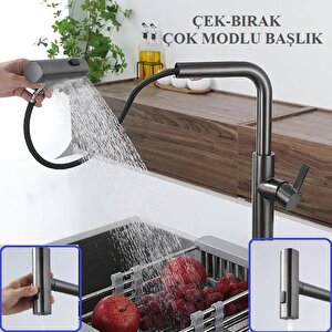 Çok Modlu Antrasi̇t Mutfak Evye Bataryasi Spi̇ralli̇ Çek Birak Başlik Yağmurlama