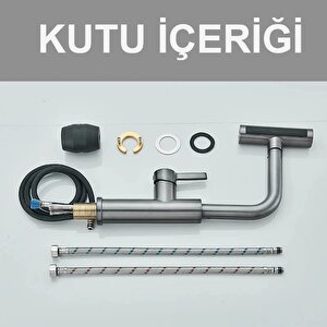 Çok Modlu Antrasi̇t Mutfak Evye Bataryasi Spi̇ralli̇ Çek Birak Başlik Yağmurlama