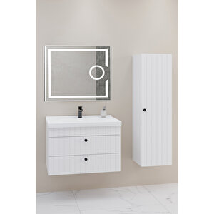 Petit 80 Cm Banyo Dolabı Kiev Aynalı - Boy Dolap Dahil Beyaz