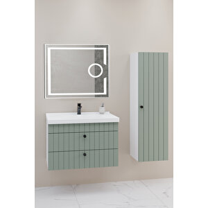 Petit 80 Cm Banyo Dolabı Kiev Aynalı - Boy Dolap Dahil Yeşil