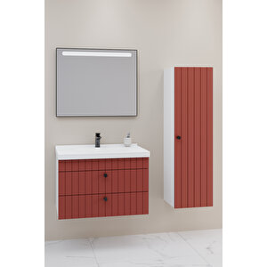 Petit 80 Cm Banyo Dolabı Lvn Aynalı - Boy Dolap Dahil Kiremit