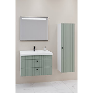 Petit 80 Cm Banyo Dolabı Lvn Aynalı - Boy Dolap Dahil Yeşil
