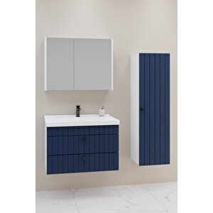 Petit 80 Cm Banyo Dolabı Bgn Aynalı - Boy Dolap Dahil Lacivert