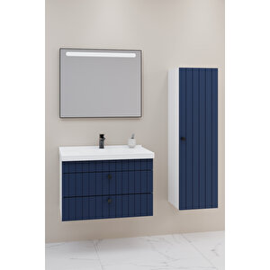 Petit 80 Cm Banyo Dolabı Lvn Aynalı - Boy Dolap Dahil Lacivert
