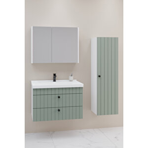 Petit 80 Cm Banyo Dolabı Bgn Aynalı - Boy Dolap Dahil Yeşil