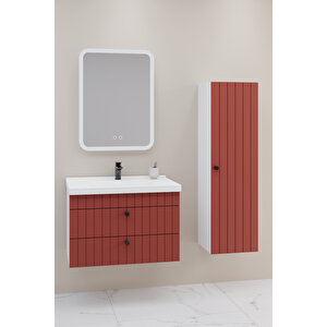 Petit 80 Cm Banyo Dolabı Cmr Aynalı - Boy Dolap Dahil Kiremit