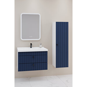 Petit 80 Cm Banyo Dolabı Cmr Aynalı - Boy Dolap Dahil Lacivert