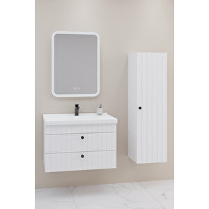 Petit 80 Cm Banyo Dolabı Cmr Aynalı - Boy Dolap Dahil Beyaz