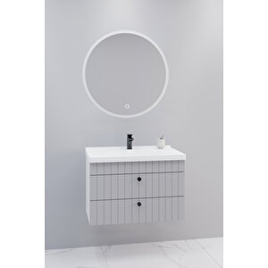 Petit 80 Cm Banyo Dolabı Orz Aynalı - Boy Dolap Hariç Gri