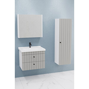 Petit 65 Cm Banyo Dolabı Bgn Aynalı - Boy Dolap Dahil Gri