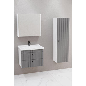 Petit 65 Cm Banyo Dolabı Bgn Aynalı - Boy Dolap Dahil Antrasit