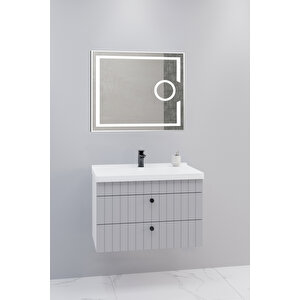 Petit 80 Cm Banyo Dolabı Kiev Aynalı - Boy Dolap Hariç Gri