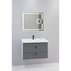 Petit 80 Cm Banyo Dolabı Kiev Aynalı - Boy Dolap Hariç Antrasit