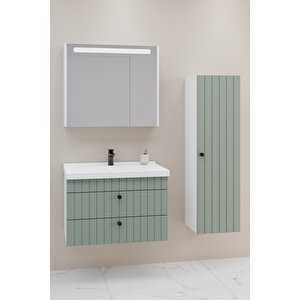 Petit 80 Cm Banyo Dolabı Npl Aynalı - Boy Dolap Dahil Yeşil