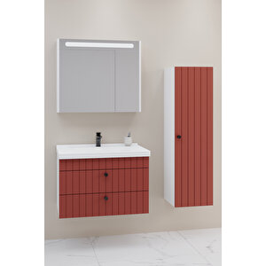 Petit 80 Cm Banyo Dolabı Npl Aynalı - Boy Dolap Dahil Kiremit