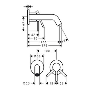 Tecturis S Ankastre Lavabo Bataryası 165 Mat Bronz 73350140