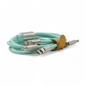 Type-c - Lightning - Micro Usb 120w 6a 3-in-1 Çoklu Şarj Kablosu Yeşi̇l