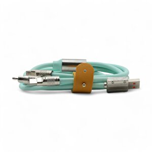 Type-c - Lightning - Micro Usb 120w 6a 3-in-1 Çoklu Şarj Kablosu Yeşi̇l