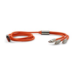 Type-c - Lightning - Micro Usb 120w 6a 3-in-1 Çoklu Şarj Kablosu Turuncu