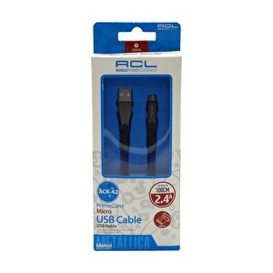 Acl Ack-42 100 Cm 2.4a Metal Başlik  Micro Usb Şarj Kablosu Laci̇vert