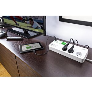 Schneider Electric Pm6u-gr Apc 6'li Akim Korumali Priz - 2 Usb Hizli Şarj