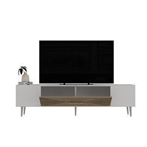Dekol1ct Tv Sehpasi Beyaz-Safirmeşe-Gümüş