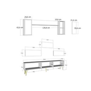 Hi̇raa  180 Cm Tv Üni̇tesi̇ Takimi Safirmeşe-Beyaz