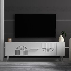 Retrol2ct Tv Sehpasi Beyaz-Gümüş Beyaz-Gümüş