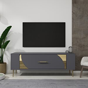 Retrop2ct Tv Sehpası Antrasit-Altın Antrasit Gold