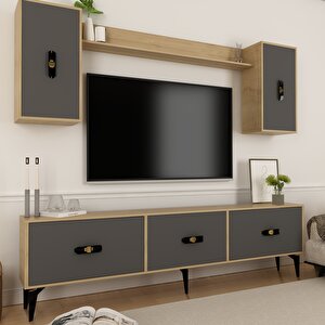 Hi̇raa  180 Cm Tv Üni̇tesi̇ Takimi Safirmeşe-Antrasit Antrasit-Safirmeşe