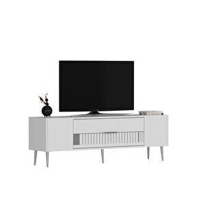 Dekolp4ct Tv Sehpasi Beyaz-Gümüş