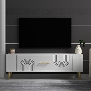 Retrol2ct Tv Sehpasi Beyaz-Altın Beyaz-Altın