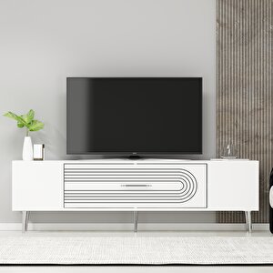 Dekol3ct Tv Sehpasi Beyaz-Gümüş Beyaz-Gümüş
