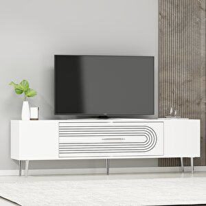Dekol3ct Tv Sehpasi Beyaz-Gümüş Beyaz-Gümüş