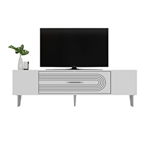 Dekol3ct Tv Sehpasi Beyaz-Gümüş Beyaz-Gümüş