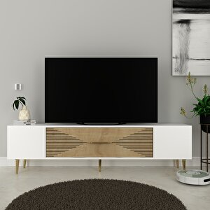 Dekol1ct Tv Sehpasi  Beyaz-Safirmeşe-Altın Safirmeşe-Altın