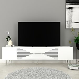 Dekol1ct Tv Sehpasi Beyaz-Gümüş Beyaz-Gümüş