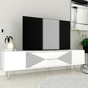 Dekol1ct Tv Sehpasi Beyaz-Gümüş Beyaz-Gümüş