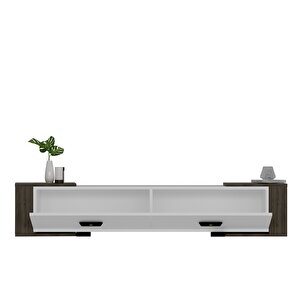 Cherryct 180 Cm Konsol (kx180) Ve Tv Sehpası 2'li Salon Takımı Beyaz-Ceviz