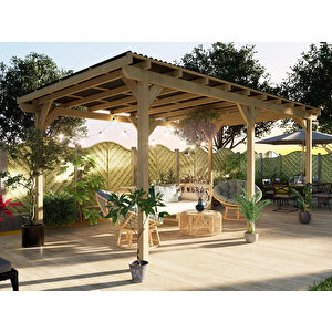 Iahşap Veranda Ahşap Pergole Veranda Kamelya P5 600x300 cm