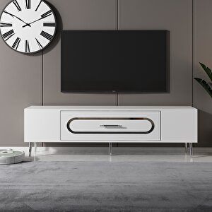 Dekop3ct Tv Sehpasi Beyaz-Gümüş Beyaz-Gümüş