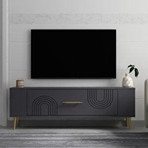 Retrol2ct Tv Sehpasi Antrasit-Altın Antrasit Gold