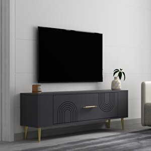 Retrol2ct Tv Sehpasi Antrasit-Altın Antrasit Gold