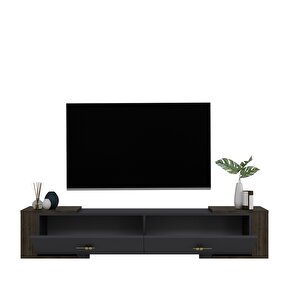 Veryct 180 Cm Konsol (kx180) Ve Tv Sehpası 2'li Salon Takımı Antrasit-Ceviz