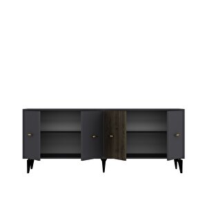 Veryct 180 Cm Konsol (kx180) Ve Tv Sehpası 2'li Salon Takımı Antrasit-Ceviz