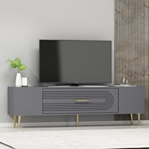 Dekol3ct Tv Sehpasi Antrasit-Altın Antrasit Gold