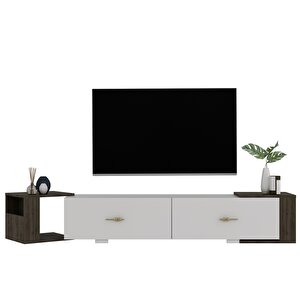 Veryct 180 Cm Konsol (kx180) Ve Tv Sehpası 2'li Salon Takımı Beyaz-Ceviz