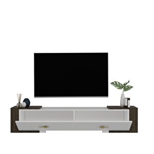 Veryct 180 Cm Konsol (kx180) Ve Tv Sehpası 2'li Salon Takımı Beyaz-Ceviz
