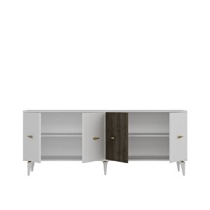 Veryct 180 Cm Konsol (kx180) Ve Tv Sehpası 2'li Salon Takımı Beyaz-Ceviz