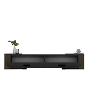 Cherryct 180 Cm Konsol (kx180) Ve Tv Sehpası 2'li Salon Takımı Antrasit-Ceviz